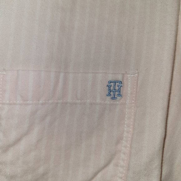 Tommy Hilfiger Collared Pink Stripe Shirt & Pink Gray Sweater Vest Set - Picture 9 of 15